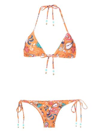 Amir Slama Set bikini con stampa grafica - Arancione
