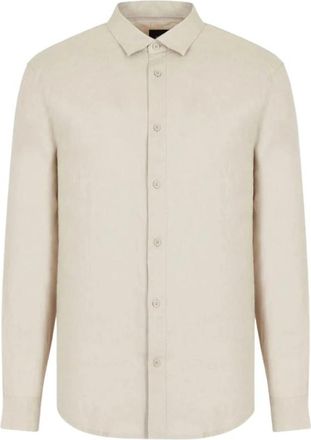 A|X Armani Exchange Linnen Overhemd - Heren - Casual Overhemden - Beige - M - Linnen - Overhemden