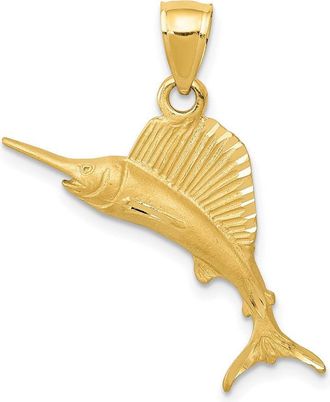 Diamond2Deal 14k Yellow Gold Sailfish Pendant