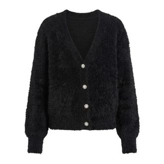 Guess Gabrielle V-hals vest - Dames - Truien - Zwart - Maat: L Acryl