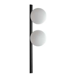 Luce-Ambiente-Design aplique Enoire en Metal Negro Con Dos Difusores en Vidrio Blanco