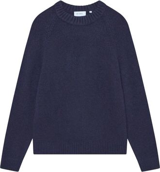 Les Deux Gestructureerde Crewneck Gebreid - Heren - Ronde hals truien - Blauw - L - Wol - Truien & Vesten