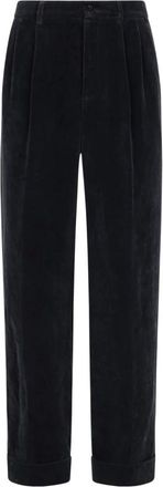 Valentino Broeken, Heren, Blauw, L, Washed Cotton-Linen Velvet Pants