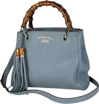 Gucci Blue Leather Tote Bag (Pre-Owned)