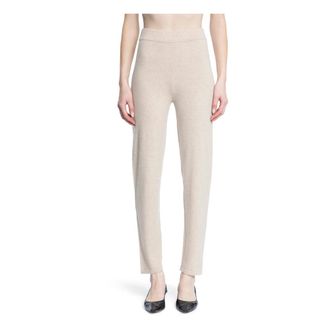 Max Mara Leggings, female, Beige, Size: M Beige Knit Trousers High-Waisted Straight Leg