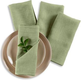 Solino Home Linen Dinner Napkins Set of 4, 20 x 20 Inch for Dining Table, Holiday and Everyday Table Decor - Athena in Chambray Olive at Nordstrom