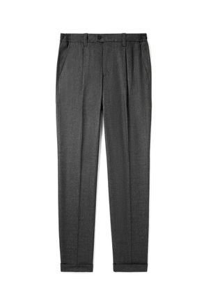 Thom Sweeney Straight-Leg Pleated Wool-Blend Flannel Trousers