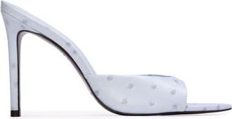 Black Suede Studio Brea Ostrich Mule in Sky Ostrich Leather at Nordstrom, Size 38.5 Eu