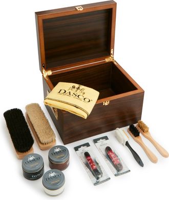 Oliver Brown Shoe shine Valet Box - Walnut