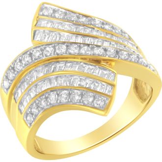 House of Brilliance 10K Yellow Gold 1 1/7 Cttw Diamond Bypass Ring at Nordstrom, Size 7.5