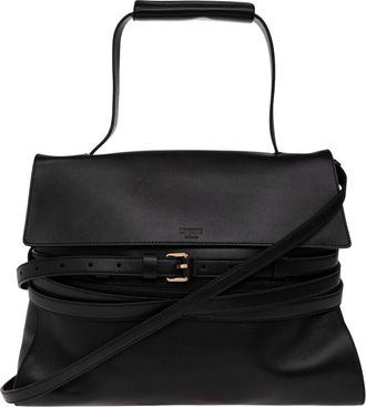 Moschino Bolso de mano de piel con logo - Bags - Mujer - Negro - ONE SIZE