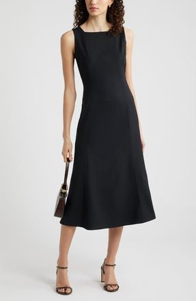 Nordstrom Square Neck Sleeveless Wool Blend Midi Dress in Black at Nordstrom, Size Xx-Small