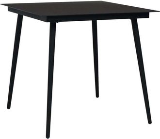 vidaXL Mesa De Comedor De Jard&iacute;n Acero Y Vidrio Negra 80x80x74 Cm Vidaxl