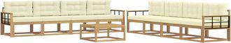 vidaXL Conjunto De Sof&aacute;s De Exterior 9 Uds. Blanco Y Crema Poli&eacute;ster Vidaxl