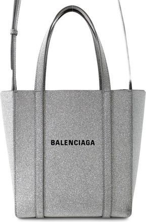Balenciaga Silver Leather Handbag Tote Bag (Pre-Owned)
