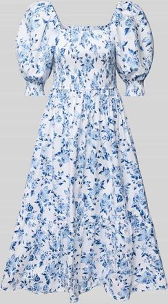 Apricot Midikleid mit Carmen-Ausschnitt in Blau, Gr&ouml;&szlig;e XL