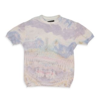 Amiri Purple Tie Dye Knit Short Sleeve Shirt