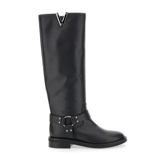 Via Roma 15 Schoenen, Dames, Zwart, 36 EU, Leer, Malibu Knee Boots