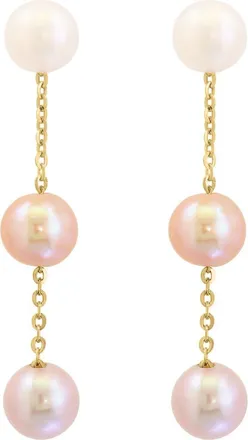 Effy 14K Yellow Gold Pink & White Fresh Water Pearl Drop Earrings in 14K Gold at Nordstrom