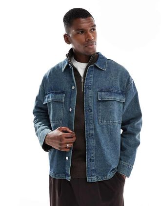 Jack & Jones Giacca di jeans squadrata blu