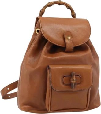 Gucci Pre-owned Vintage Rugzak - Dames - Vintage Rugzakken - Bruin - ONE Size - Leer - Vintage