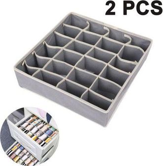 OEM Juego De 2 Cajas De Almacenamiento Para Ropa Interior Y Otros Accesorios Peque&ntilde;os, Separadores De Cajones Plegables De 24 Compartimentos Para Guardar 