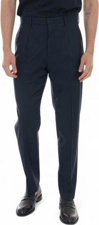 Hindustrie Fijne wol chino met kleermakerssplit - Heren - Slim Fit Broeken - Blauw - 3XL - Wol - Broeken