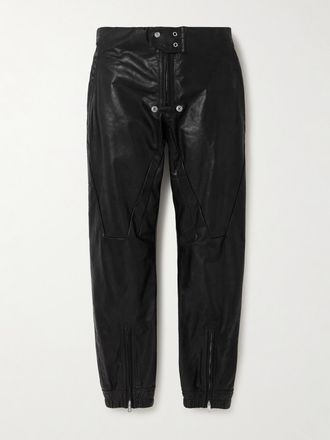Rick Owens Pantaloni A Gamba Affusolata In Pelle - Nero