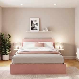 GFW End Lift Ottoman Storage Bed Velvet in Pink | Size: King