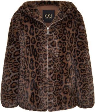 Cesare Gaspari Stijlvolle Capuchon Jas van Kunstbont Reyna - Dames - Jassen - Bruin - XL - Polyester - Jassen