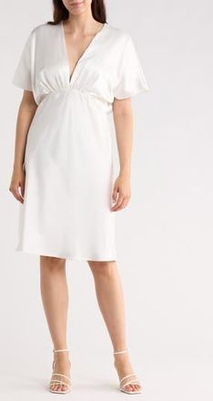 Renee C Deep V-Neck Cocktail Dress in Ivory at Nordstrom Rack, Size 1X