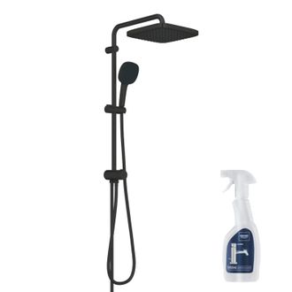 GROHE Columna De Ducha Grohe Vitalio Comfort 250 Con Desviador Manual, Negro Mate + Limpiador Grohclean