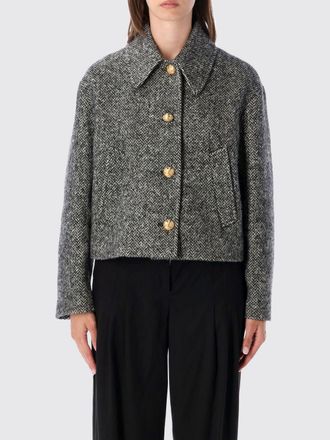 Valentino Garavani Single-Breasted Cropped Coat in Chevron Virgin Wool