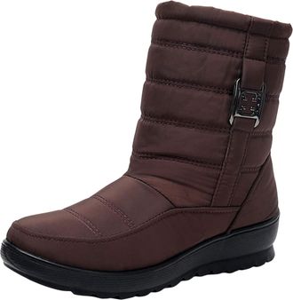 Generic Snow Boots for Women with Easy Fasten Slip on Ankle Boots Plush Fur Lining Thickened Comfortable Warm Winter Boot Ladies Anti-Slip Outdoor Waterproof 