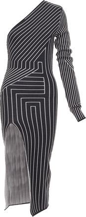 Rick Owens 2020 Ziggy geometric graphic lines one shoulder slit dress XS Rosalia