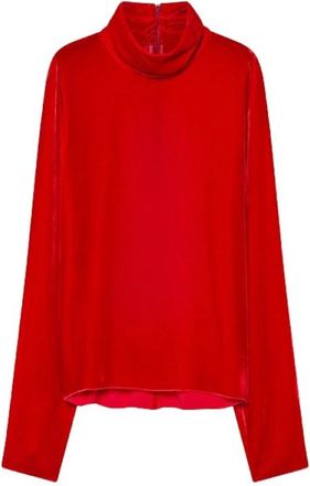 Forte_Forte Long Sleeve T-Shirts, female, Red, XS, Rollneck Jumper in Plain Velvet