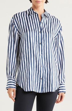 Theory Painter Stripe Silk Button-Up Shirt in Blmu at Nordstrom Rack, Size Small