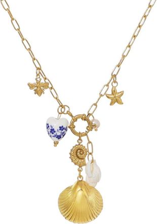 Adornia Adornia 18K Plated Stainless Steel Tarnish-Resistant Shell & Charm Necklace