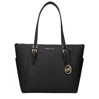 Michael Kors Charlotte Damens Leder-Umh&auml;ngetasche Schwarz