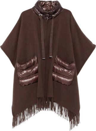 Herno Bruine Capejas met Gewatteerde Zakken - Dames - Ponchos - Bruin - ONE Size - Jassen