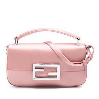 Fendi Pink Satin Baguette Phone Pouch Satchel