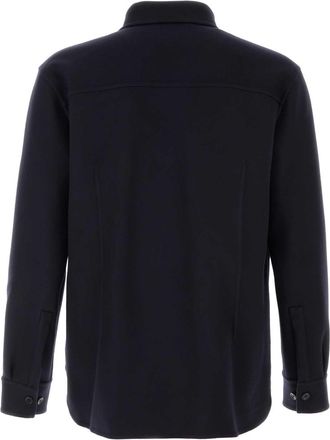 Jil Sander Mens Midnight Blue Wool Shirt 402 Exterior: Giubbini Jacket