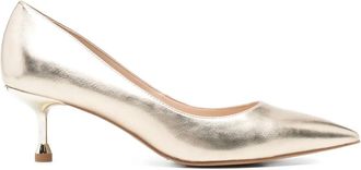 Liu Jo 55mm pointed-toe kitten-heel pumps - women - Polyurethane/Polyurethane/Rubber/Polyester - 37 - Gold