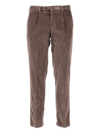BRIGLIA 1949 pleated corduroy trousers - men - Spandex/Elastane/Cotton - 50 - Brown