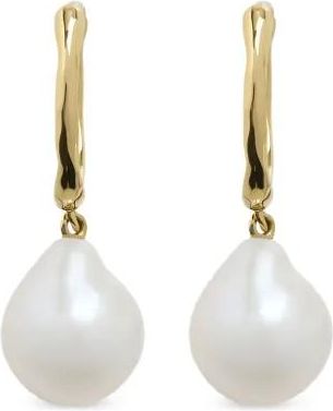 Monica Vinader Orecchini a cerchio piccoli in oro giallo 14kt con perle barocche