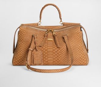 Dolce & Gabbana Medium Vittoria Handbag In Python - Woman Shoulder And Crossbody Bags Beige Onesize