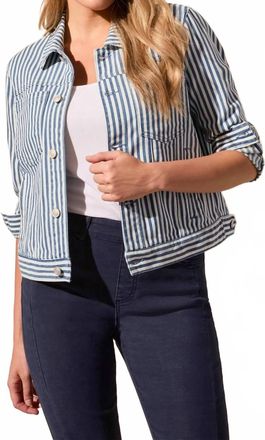 Tribal Button-Front Jacket With Box Pleat In Riviera