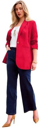 Roaman's Plus Size Relaxed Boyfriend Blazer in Vibrant Red at Nordstrom, Size 14