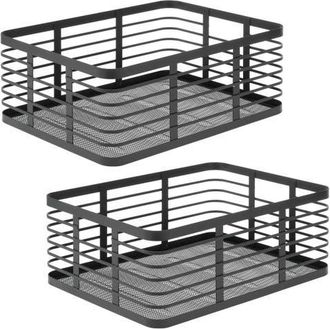 mDesign Metal Pantry Basket with Handles - Set of 2 - Matte Black at Nordstrom