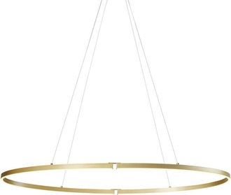 QAZQA Diseño Lámpara colgante de diseño latón 120cm con led regulable en 3 pasos - Ovallo Aluminio /Acero /Plástico Ovalada Incluye led Max. 1 x 30 Watt